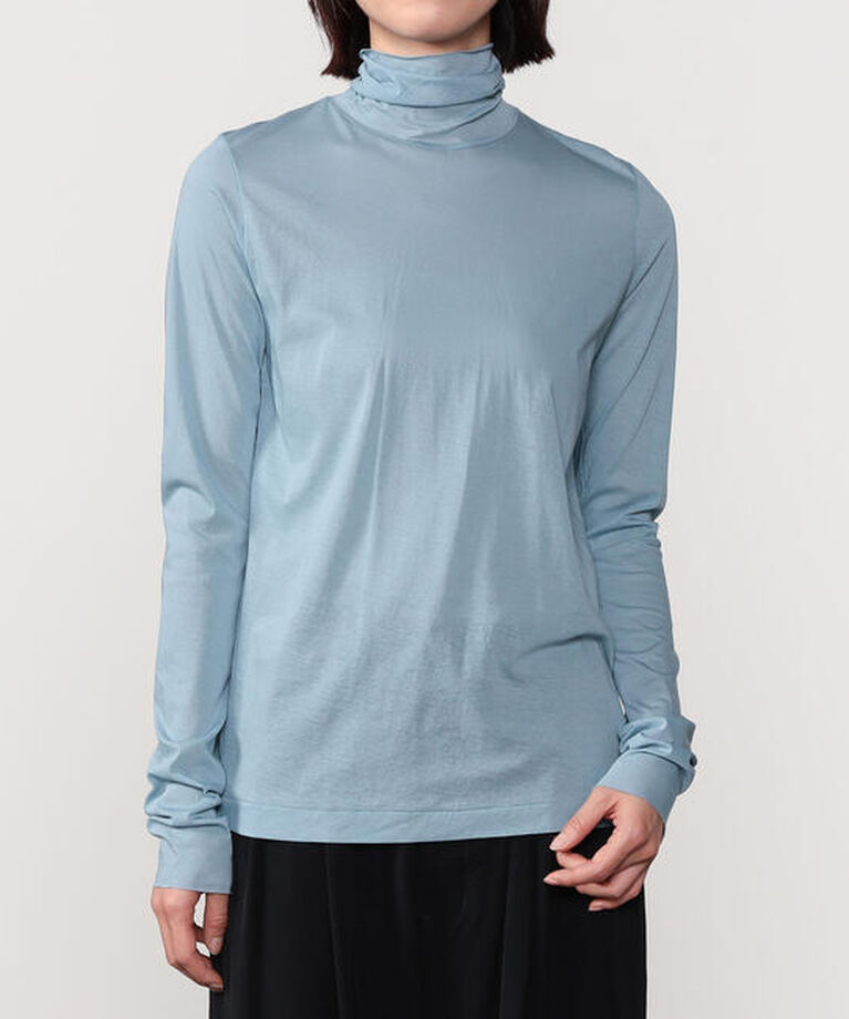 unfil「unfil | ツイストコットン シアーハイネック長袖Tシャツ WOMEN」|Tシャツ・カットソー|LTBLUE
