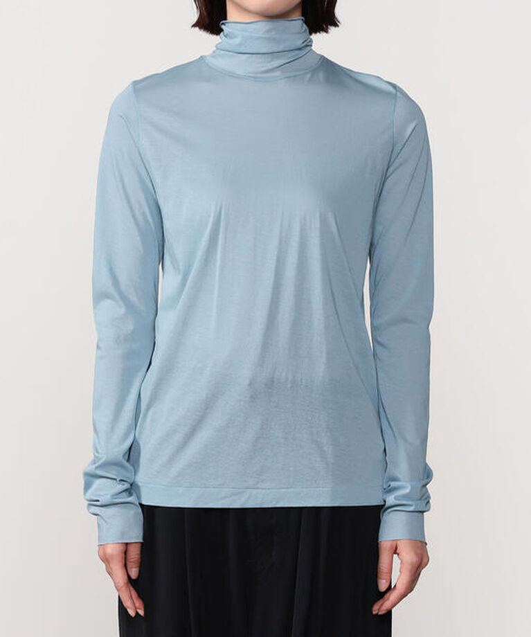 unfil「unfil | ツイストコットン シアーハイネック長袖Tシャツ WOMEN」|Tシャツ・カットソー|