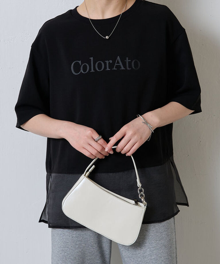  「	裾シアーロゴハーフスリーブTシャツ」|Tシャツ・カットソー|