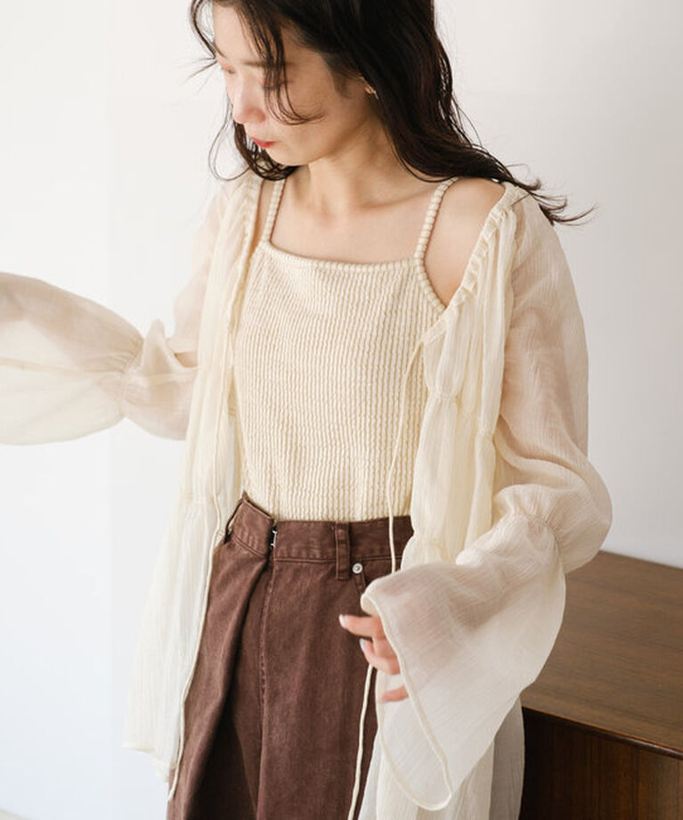  「【S.Lサイズ展開/前後2WAY】シャーリングシアーブラウス」|シャツ・ブラウス|