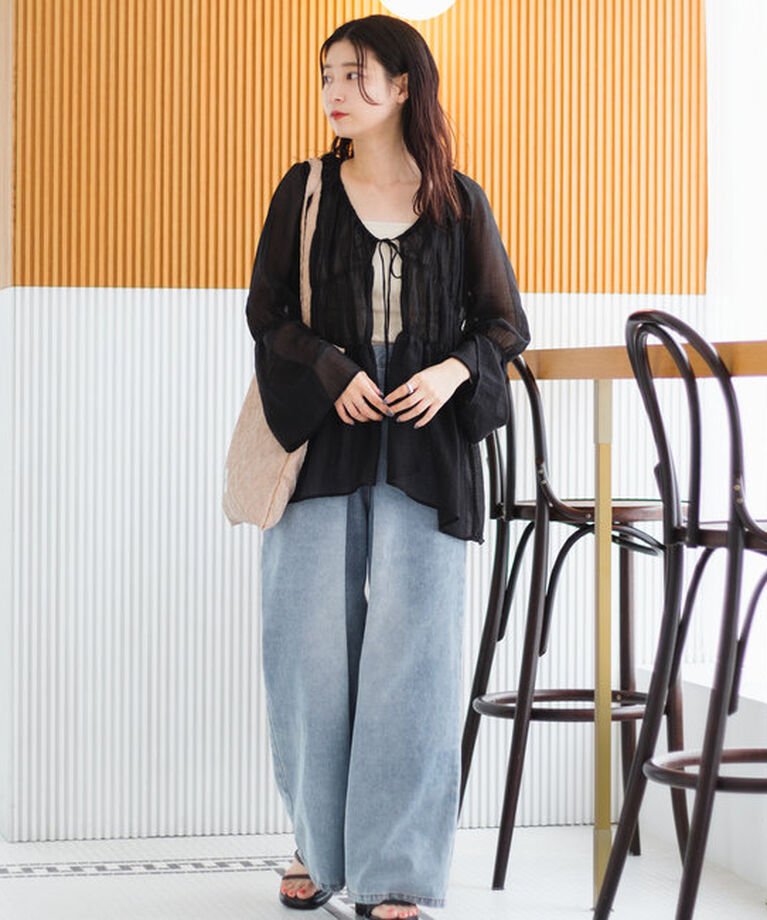  「【S.Lサイズ展開/前後2WAY】シャーリングシアーブラウス」|シャツ・ブラウス|