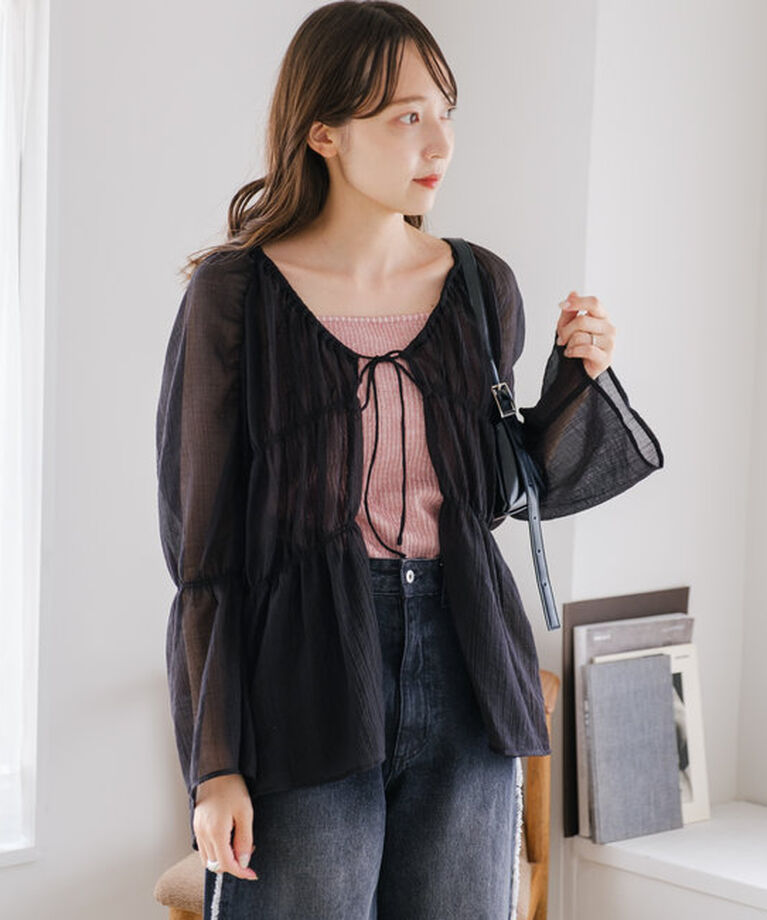  「【S.Lサイズ展開/前後2WAY】シャーリングシアーブラウス」|シャツ・ブラウス|