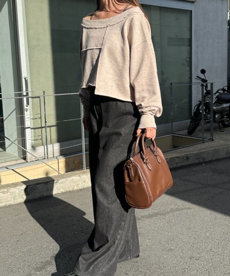  「【S.Lサイズ/前後2WAY/4色展開】パッチワークオフショルスウェット」|Tシャツ・カットソー|