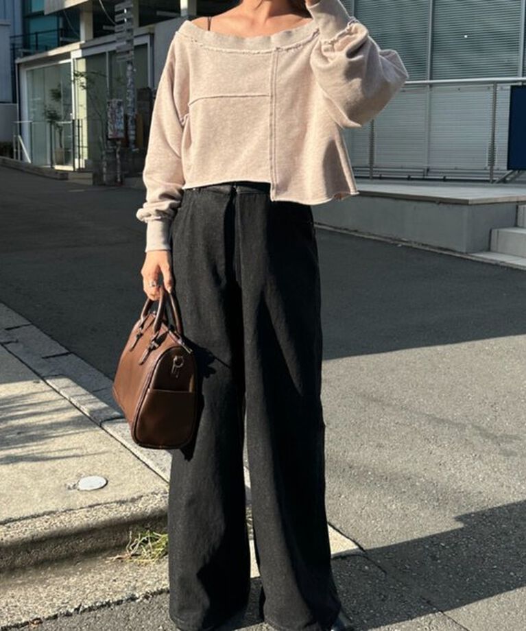  「【S.Lサイズ/前後2WAY/4色展開】パッチワークオフショルスウェット」|Tシャツ・カットソー|