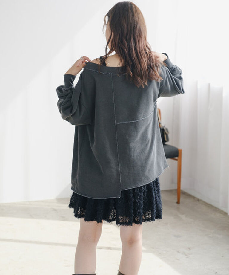 「【S.Lサイズ/前後2WAY/4色展開】パッチワークオフショルスウェット」|Tシャツ・カットソー|