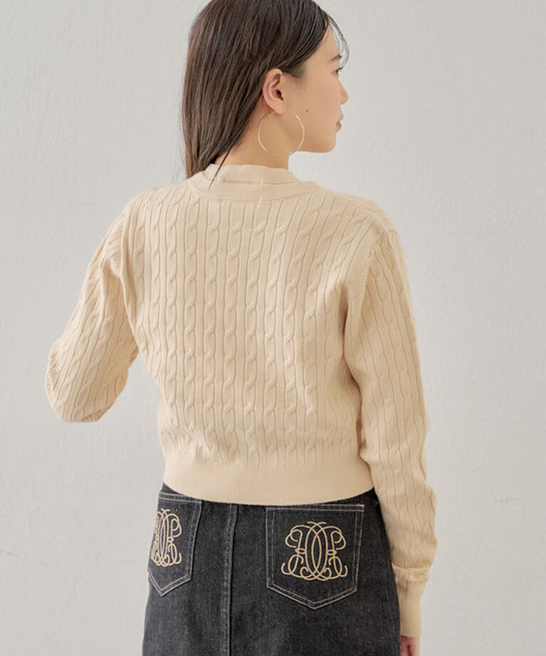  「【SET ITEM】アンサンブルケーブル胸刺繍カーディガン」|カーディガン|