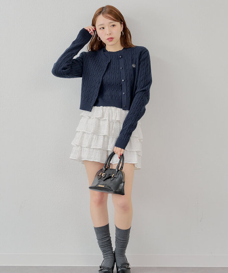  「【SET ITEM】アンサンブルケーブル胸刺繍カーディガン」|カーディガン|