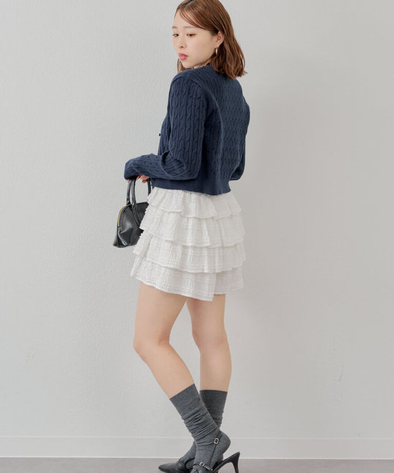  「【SET ITEM】アンサンブルケーブル胸刺繍カーディガン」|カーディガン|