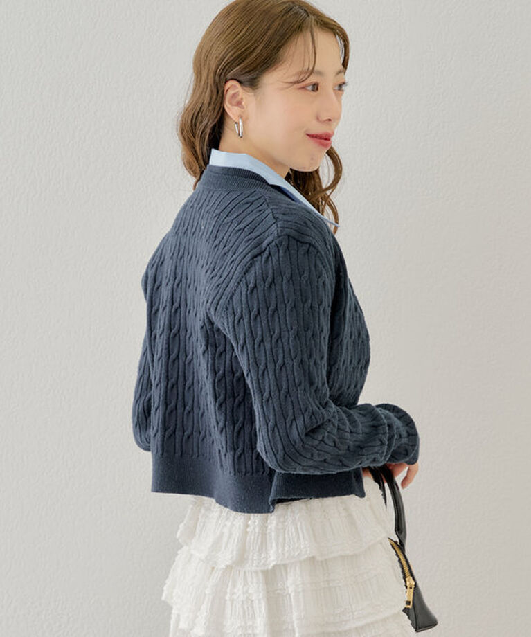  「【SET ITEM】アンサンブルケーブル胸刺繍カーディガン」|カーディガン|