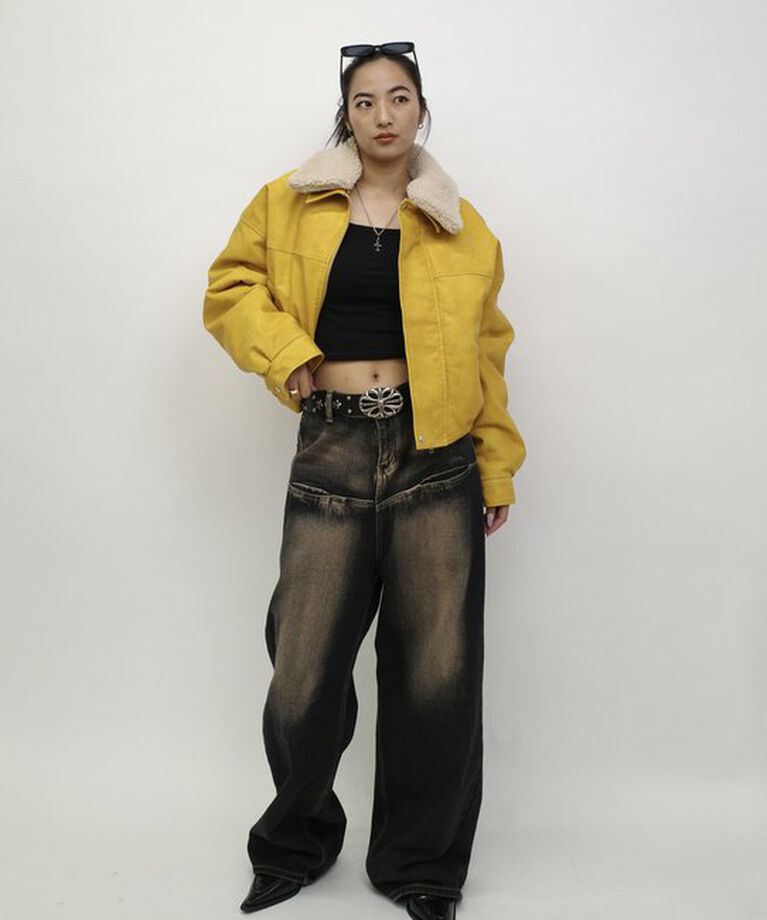  「【UNISEX/サイズ展開あり】3way ヴィンテージライクレザーボアブルゾン」|ブルゾン・スタジャン|