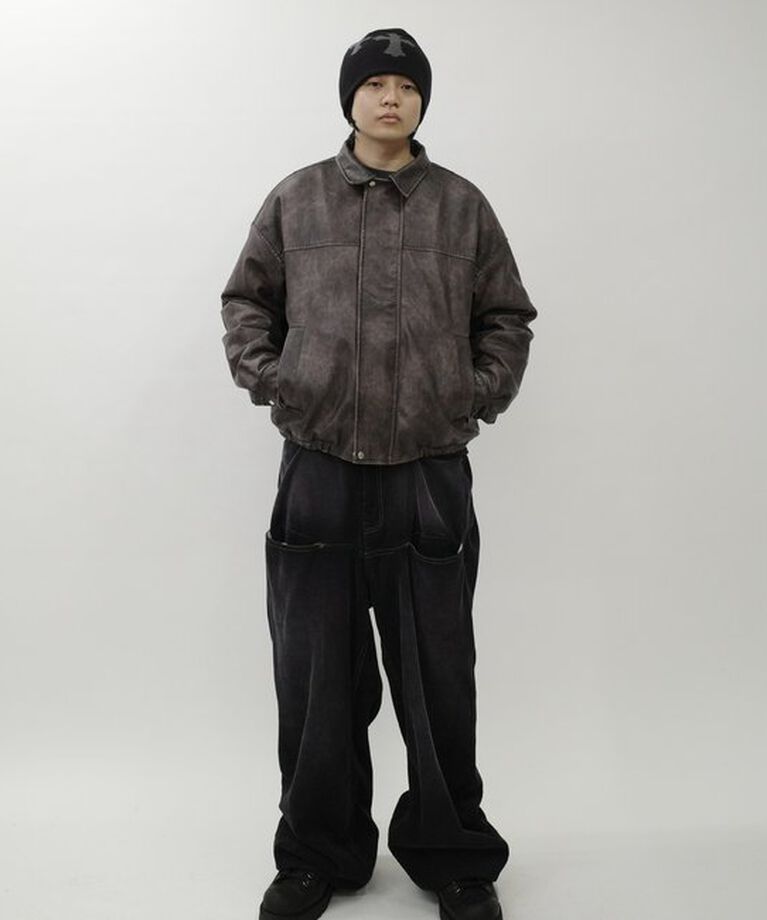  「【UNISEX/サイズ展開あり】3way ヴィンテージライクレザーボアブルゾン」|ブルゾン・スタジャン|
