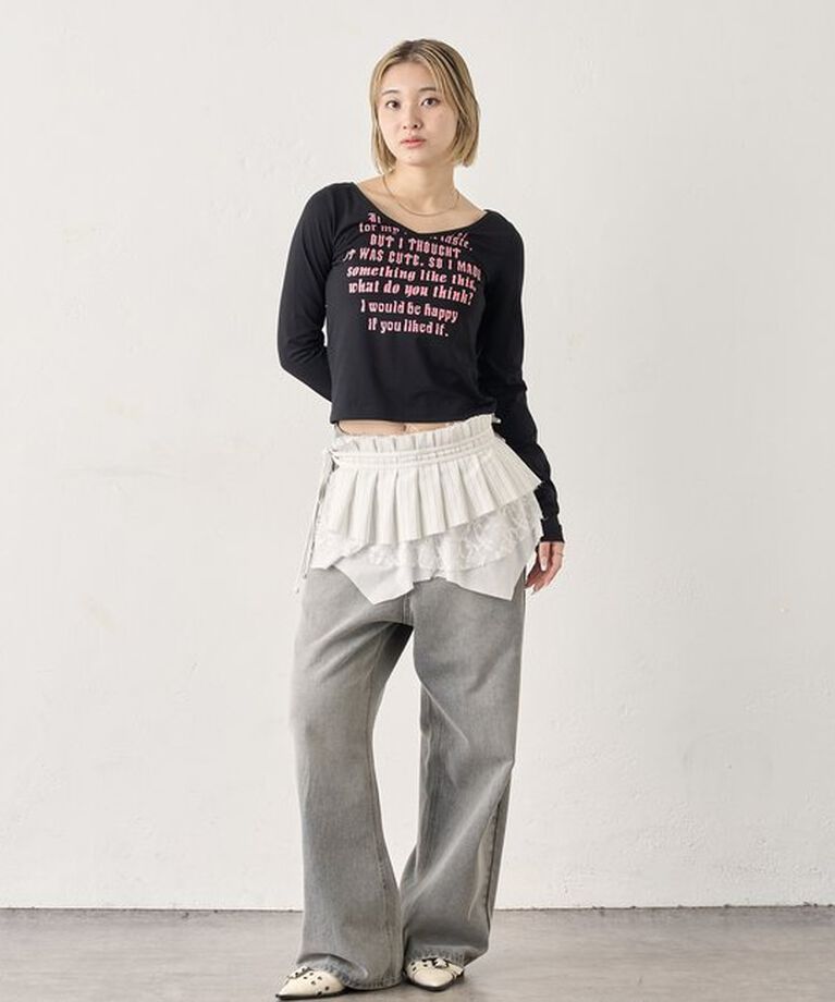  「メッセージVネックトップス」|Tシャツ・カットソー|