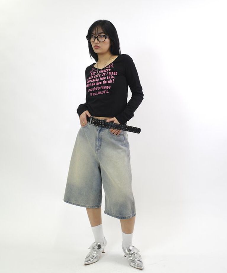  「メッセージVネックトップス」|Tシャツ・カットソー|