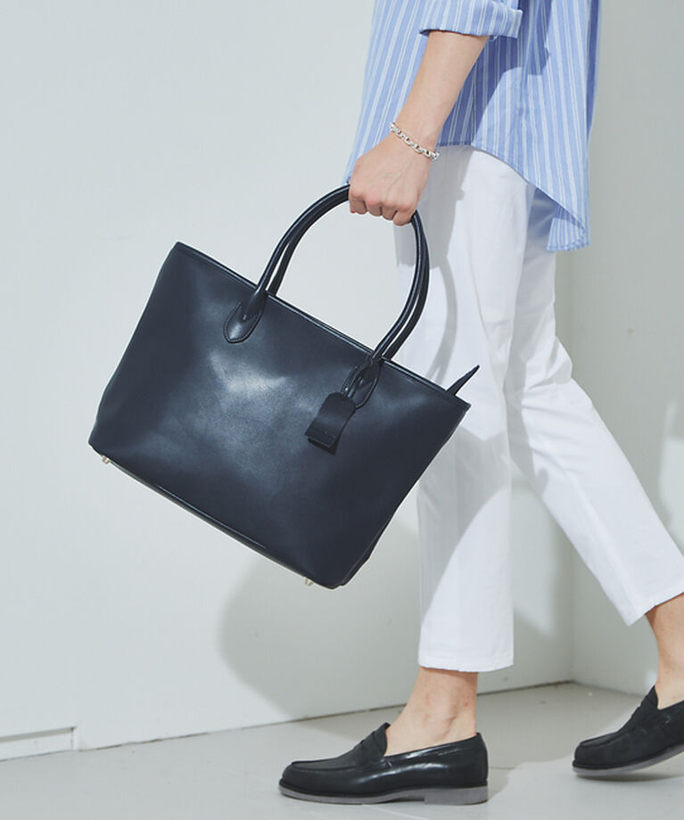 ABAHOUSE「【WEB別注】本革 レザー トート バッグ」|トートバッグ|ネイビー