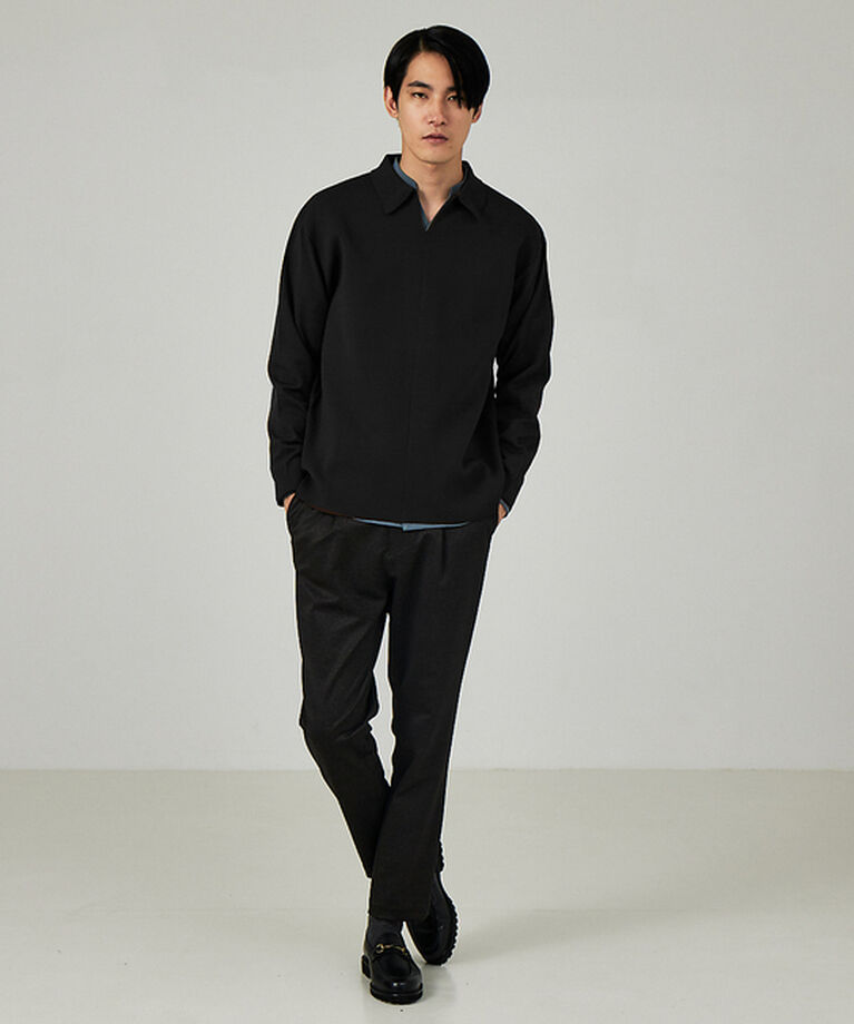 ABAHOUSE「【ナチュラルストレッチ】スキッパー ニットポロシャツ」|ポロシャツ|