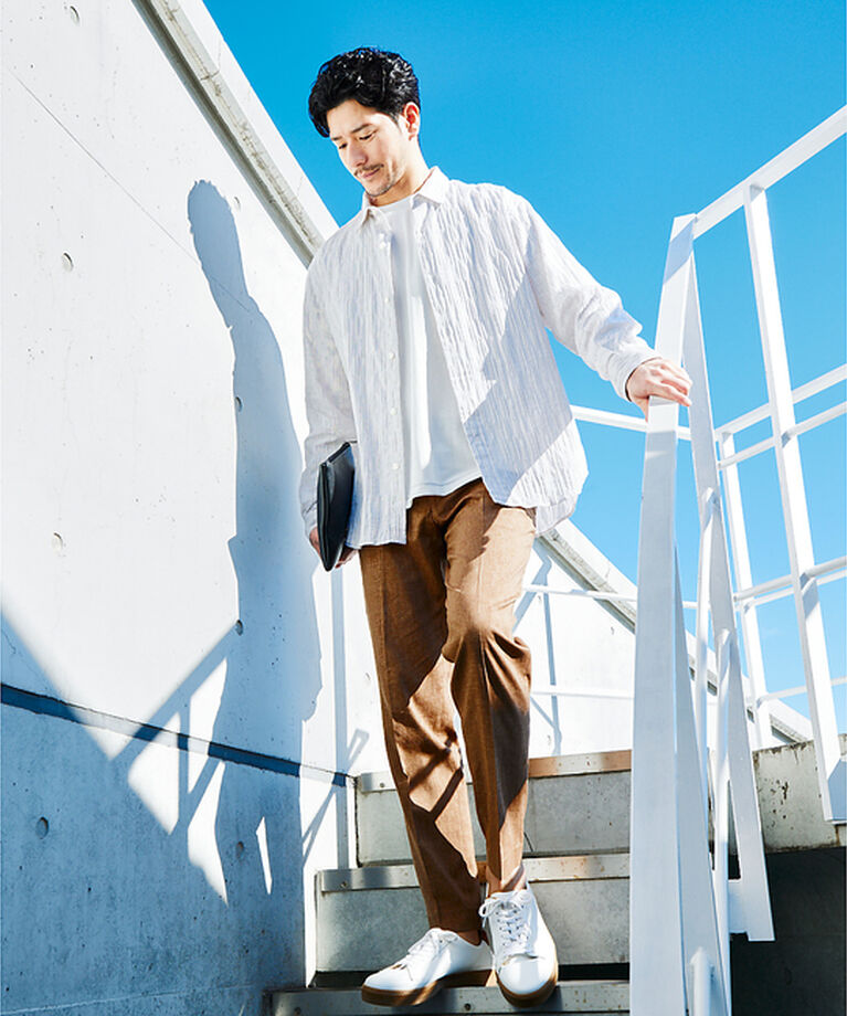 ABAHOUSE「【セットアップ対応】ソロストレッチ リネン テーパード パンツ / スラックス」|スラックス|