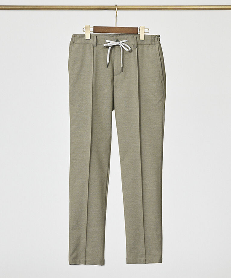ABAHOUSE「【FLEX PANTS】ピンタック イージーパンツ /TR 強撚 ボタニーサージ」|スラックス|グレージュ