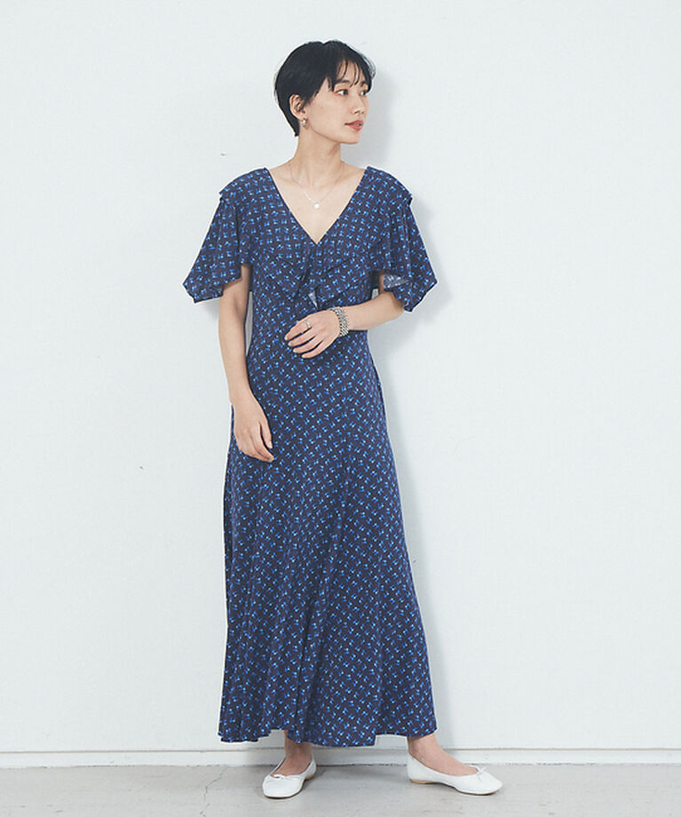 Rouge vif「フワラープリントワンピース」|ワンピース|ブルー