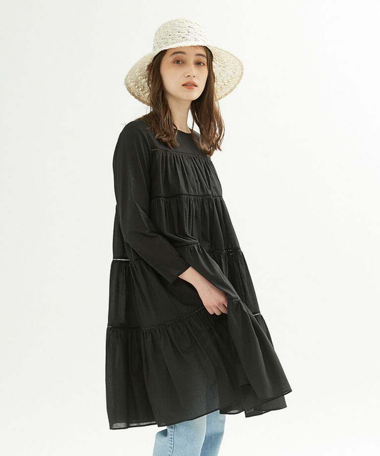 Rouge vif「ティアードローンミニワンピース」|ワンピース|ブラック