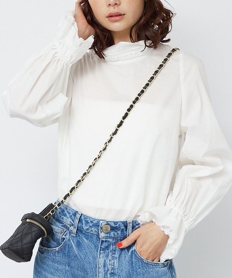 Rouge vif「レースハイネックブラウス」|シャツ・ブラウス|ホワイト