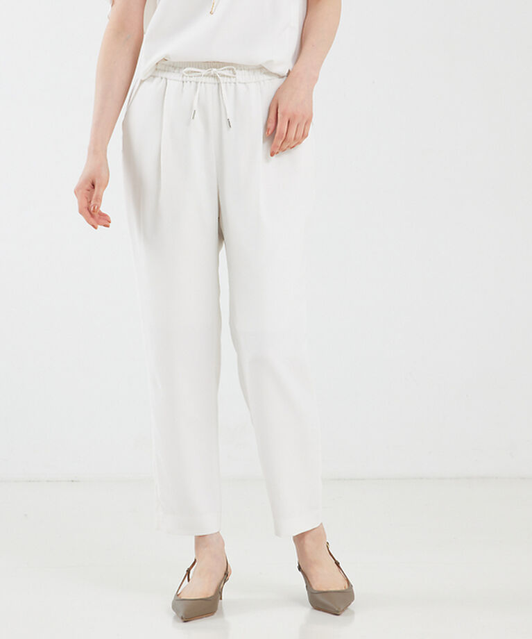 qualite「【セットアップ対応】バックサテンジョーゼットパンツ」|その他|オフホワイト