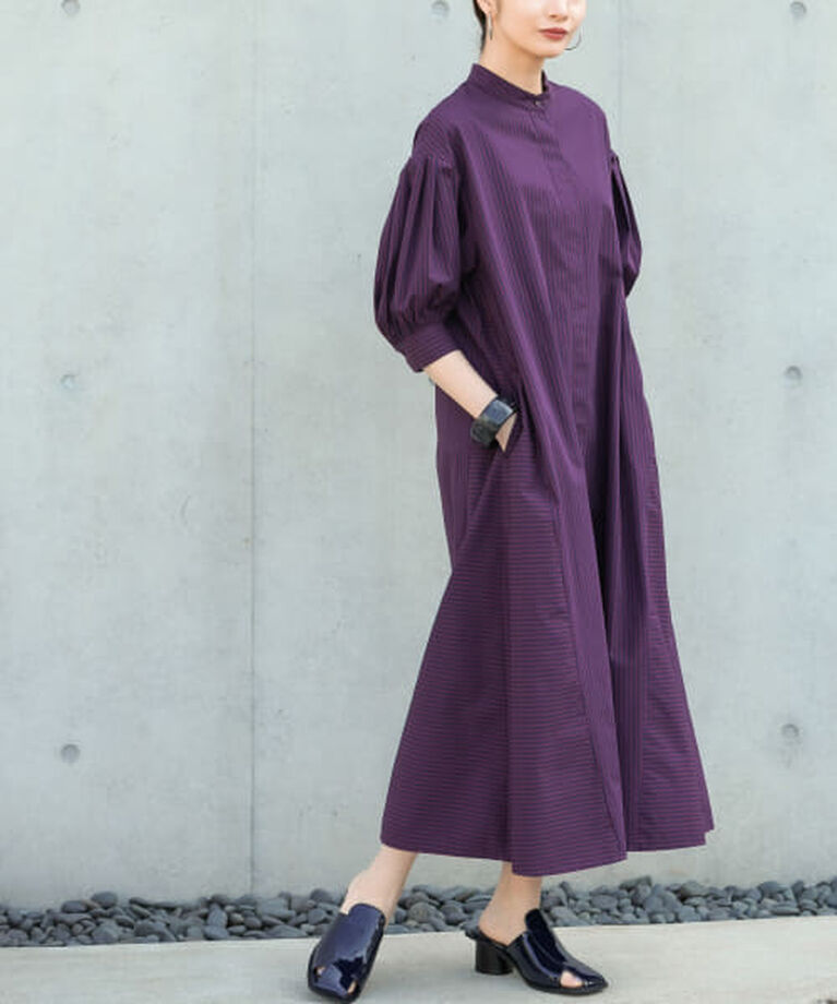  「KBF ストライプパフスリーブワンピース」|ワンピース|BURGUNDY