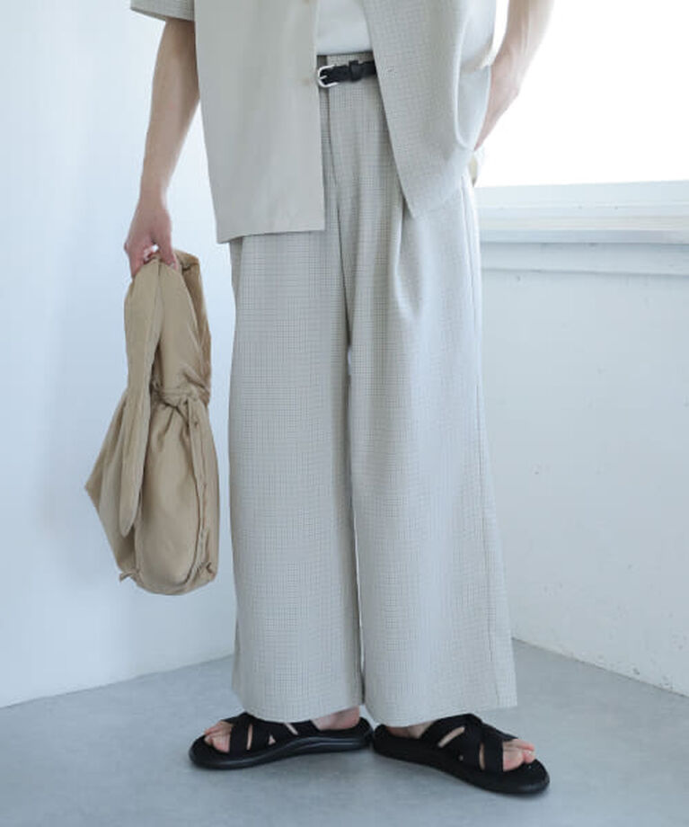 SENSE OF PLACE by URBAN RESEARCH「SENSE OF PLACE 『セットアップ対応』『イージーケア』チェックリネンライクボリュームワイドパンツ」|その他|IVO×GRG