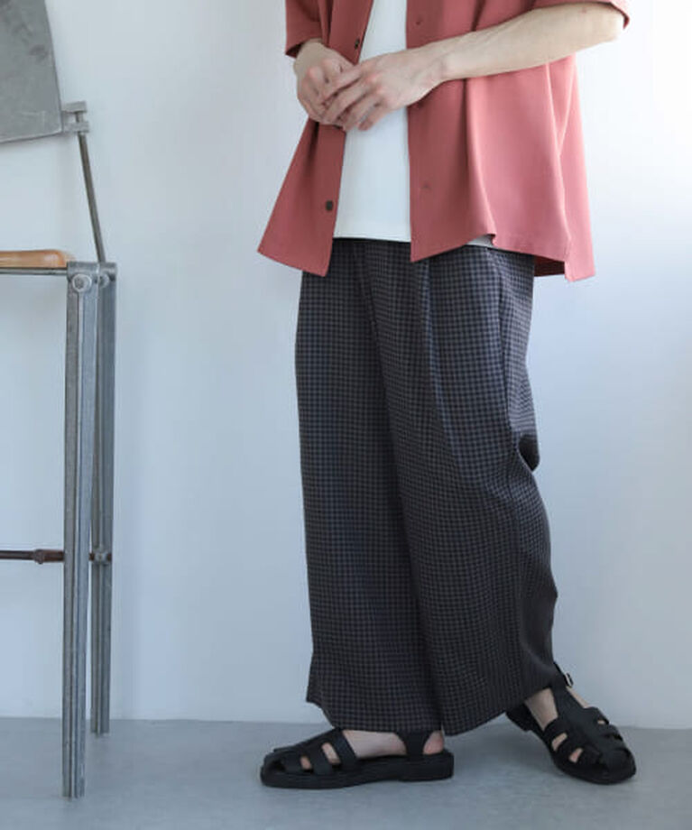 SENSE OF PLACE by URBAN RESEARCH「SENSE OF PLACE 『セットアップ対応』『イージーケア』チェックリネンライクボリュームワイドパンツ」|その他|