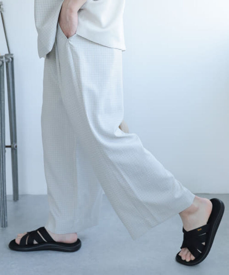 SENSE OF PLACE by URBAN RESEARCH「SENSE OF PLACE 『セットアップ対応』『イージーケア』チェックリネンライクボリュームワイドパンツ」|その他|