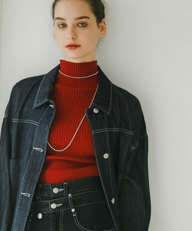 SENSE OF PLACE by URBAN RESEARCH「SENSE OF PLACE ストレッチリブハイネックセーター」|ニット・セーター|RED