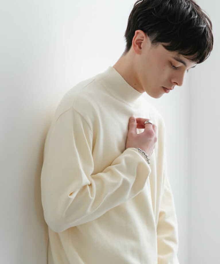 SENSE OF PLACE by URBAN RESEARCH「SENSE OF PLACE 『ユニセックス』『洗濯可』ストレッチモックネックニット」|ニット・セーター|IVORY