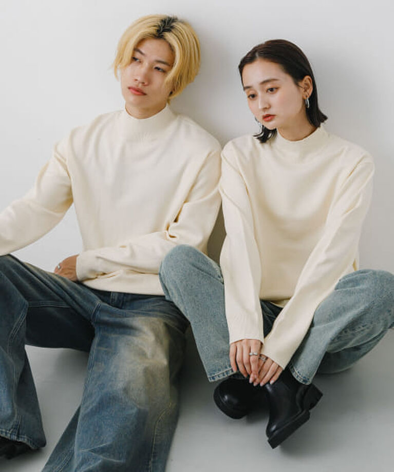 SENSE OF PLACE by URBAN RESEARCH「SENSE OF PLACE 『ユニセックス』『洗濯可』ストレッチモックネックニット」|ニット・セーター|