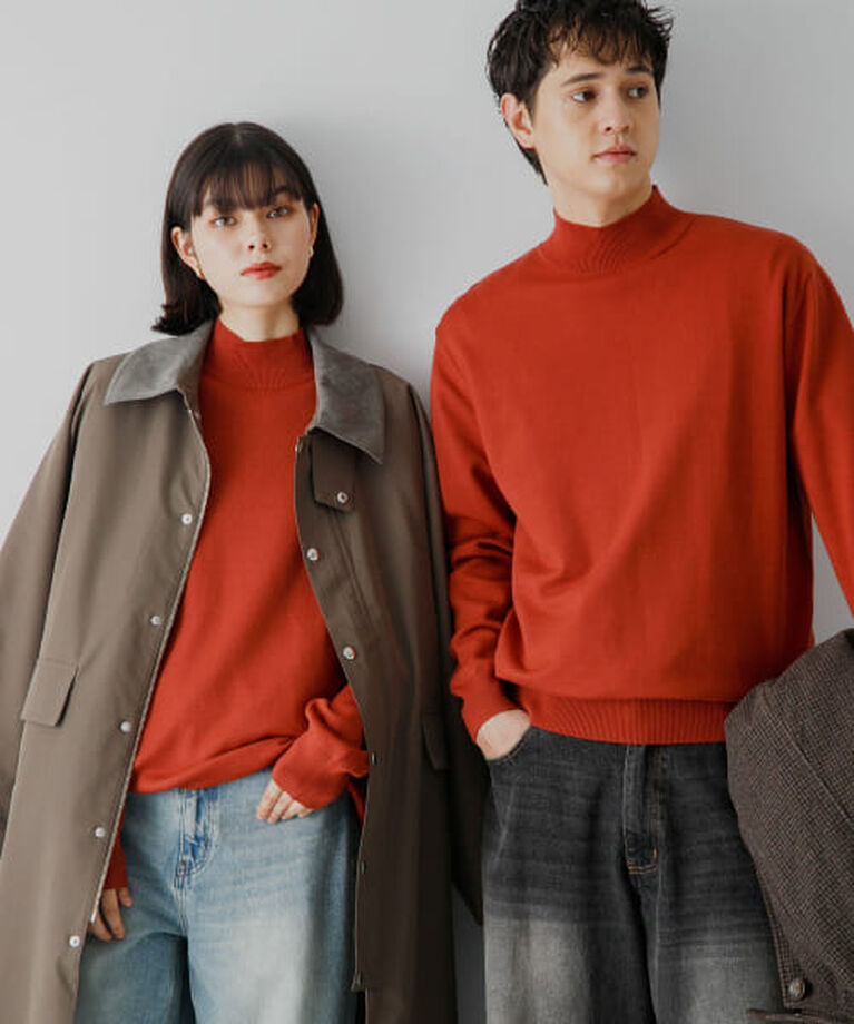 SENSE OF PLACE by URBAN RESEARCH「SENSE OF PLACE 『ユニセックス』『洗濯可』ストレッチモックネックニット」|ニット・セーター|