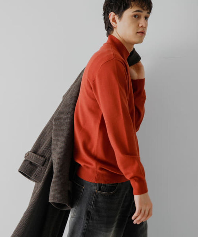 SENSE OF PLACE by URBAN RESEARCH「SENSE OF PLACE 『ユニセックス』『洗濯可』ストレッチモックネックニット」|ニット・セーター|