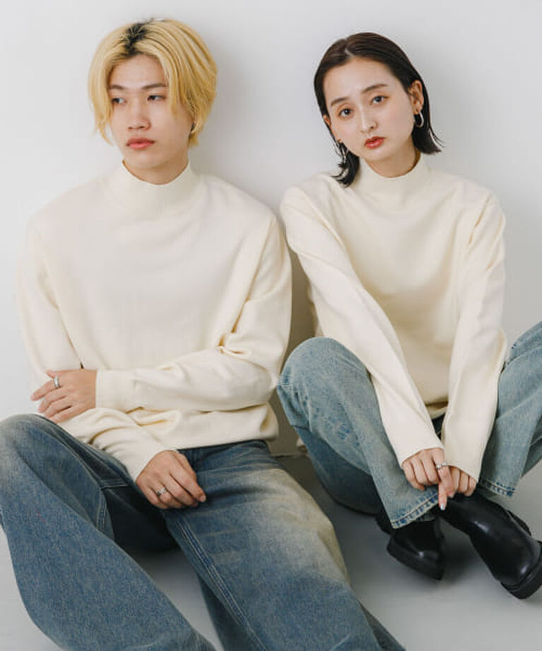 SENSE OF PLACE by URBAN RESEARCH「SENSE OF PLACE 『ユニセックス』『洗濯可』ストレッチモックネックニット」|ニット・セーター|