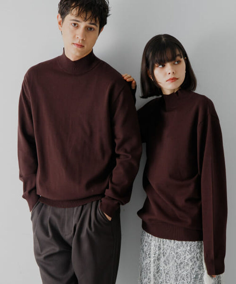 SENSE OF PLACE by URBAN RESEARCH「SENSE OF PLACE 『ユニセックス』『洗濯可』ストレッチモックネックニット」|ニット・セーター|BROWN