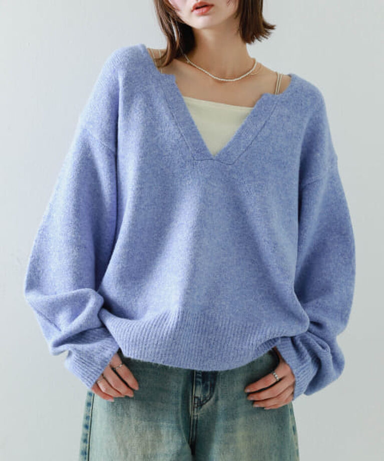 SENSE OF PLACE by URBAN RESEARCH「SENSE OF PLACE キーネックコクーンスリーブセーター」|ニット・セーター|L.BLUE