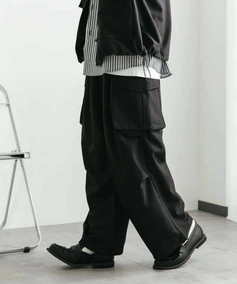 SENSE OF PLACE by URBAN RESEARCH「SENSE OF PLACE 『ユニセックス』『セットアップ対応』ワイドカーゴパンツ」|その他|BLACK