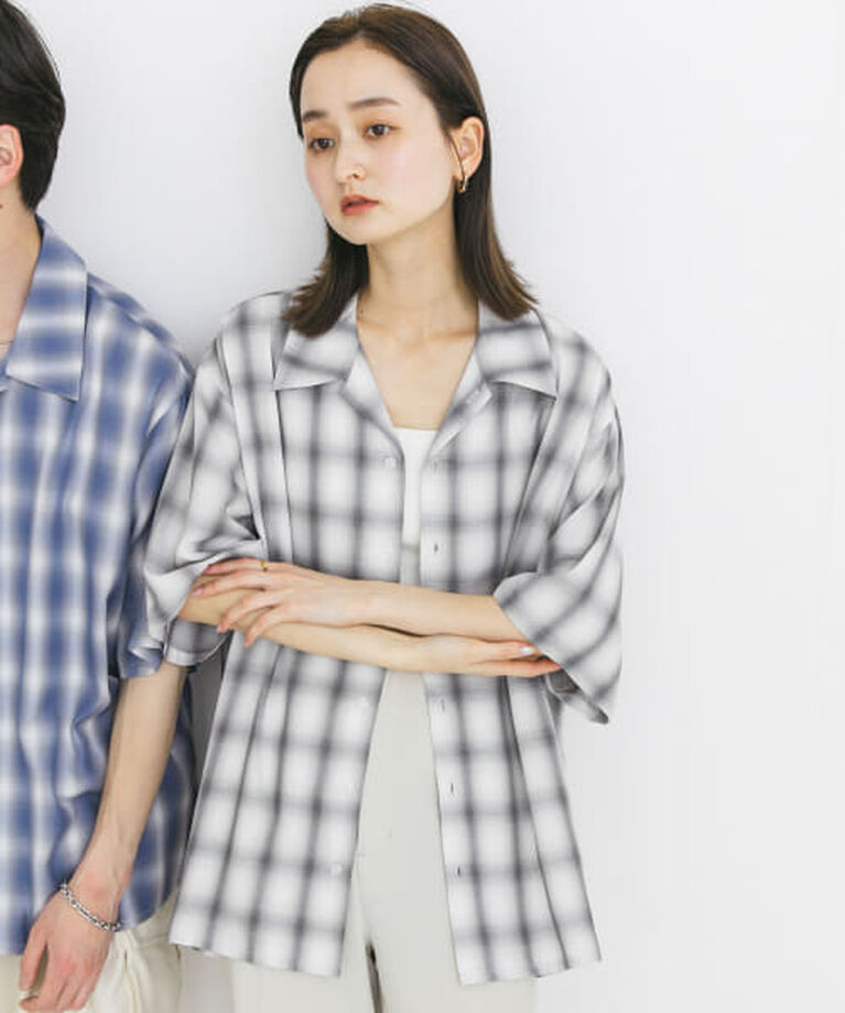SENSE OF PLACE by URBAN RESEARCH「SENSE OF PLACE 『ユニセックス』オンブレーチェックショートスリーブシャツ」|シャツ・ブラウス|