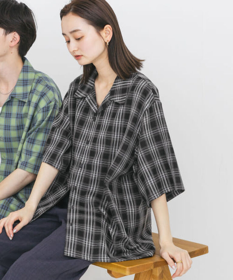 SENSE OF PLACE by URBAN RESEARCH「SENSE OF PLACE 『ユニセックス』オンブレーチェックショートスリーブシャツ」|シャツ・ブラウス|