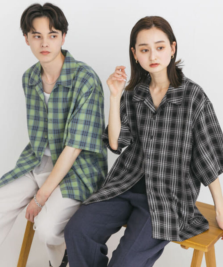SENSE OF PLACE by URBAN RESEARCH「SENSE OF PLACE 『ユニセックス』オンブレーチェックショートスリーブシャツ」|シャツ・ブラウス|