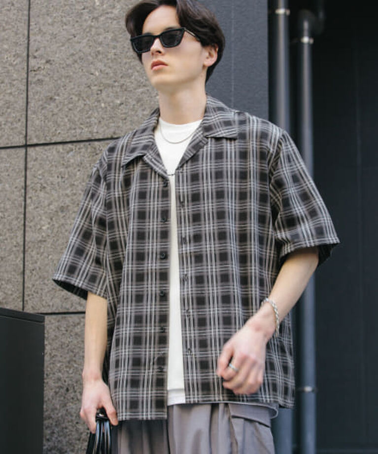 SENSE OF PLACE by URBAN RESEARCH「SENSE OF PLACE 『ユニセックス』オンブレーチェックショートスリーブシャツ」|シャツ・ブラウス|