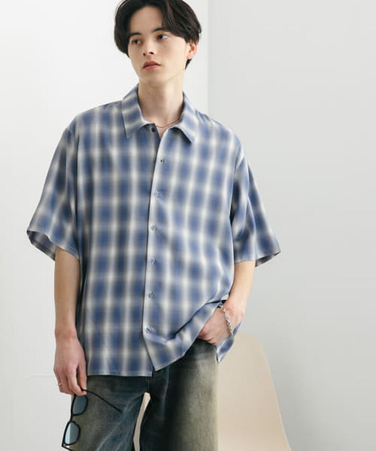 SENSE OF PLACE by URBAN RESEARCH「SENSE OF PLACE 『ユニセックス』オンブレーチェックショートスリーブシャツ」|シャツ・ブラウス|