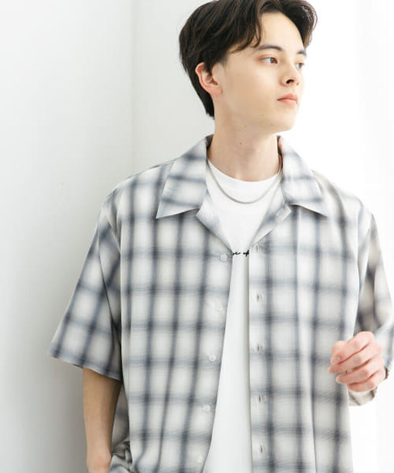 SENSE OF PLACE by URBAN RESEARCH「SENSE OF PLACE 『ユニセックス』オンブレーチェックショートスリーブシャツ」|シャツ・ブラウス|