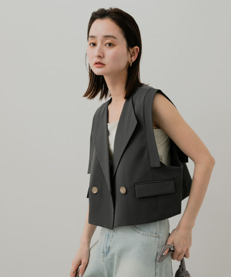 SENSE OF PLACE by URBAN RESEARCH「SENSE OF PLACE テーラードクロップドジレ」|ベスト・ジレ|