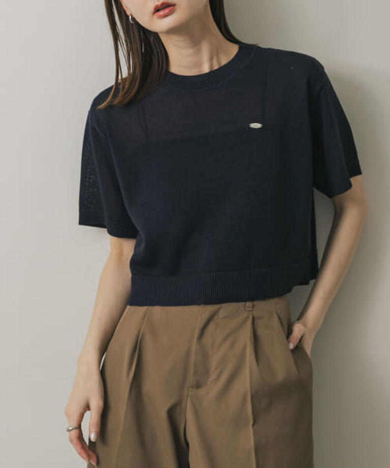 SENSE OF PLACE by URBAN RESEARCH「【予約】SENSE OF PLACE クルーネッククロップドセーター」|ニット・セーター|NAVY