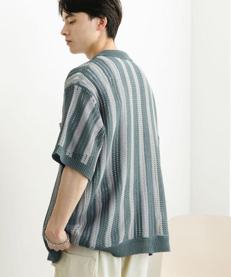 SENSE OF PLACE by URBAN RESEARCH「SENSE OF PLACE ストライプショートスリーブニットシャツ」|ニット・セーター|