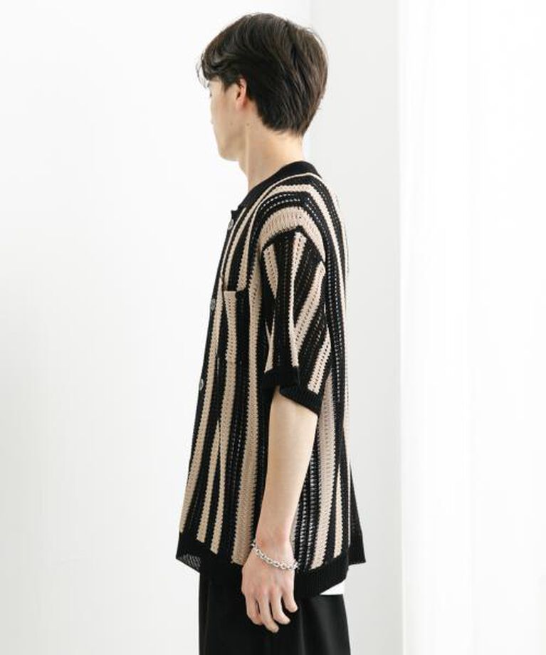 SENSE OF PLACE by URBAN RESEARCH「SENSE OF PLACE ストライプショートスリーブニットシャツ」|ニット・セーター|