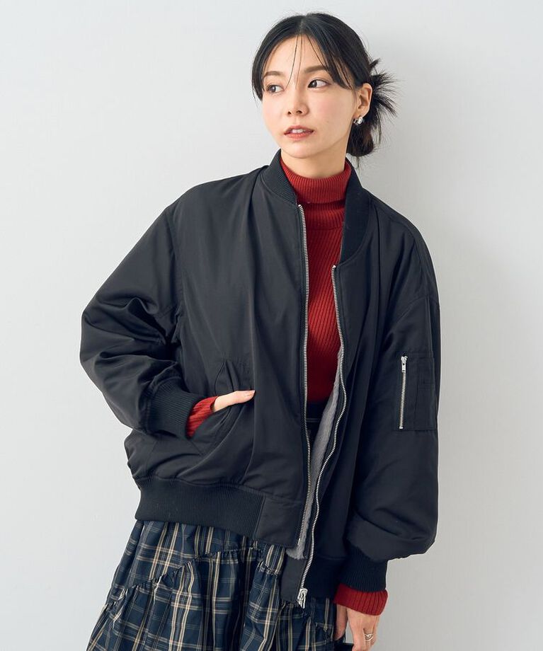 earth music&ecology「リバーシブルMA-1」|ブルゾン・スタジャン|Black