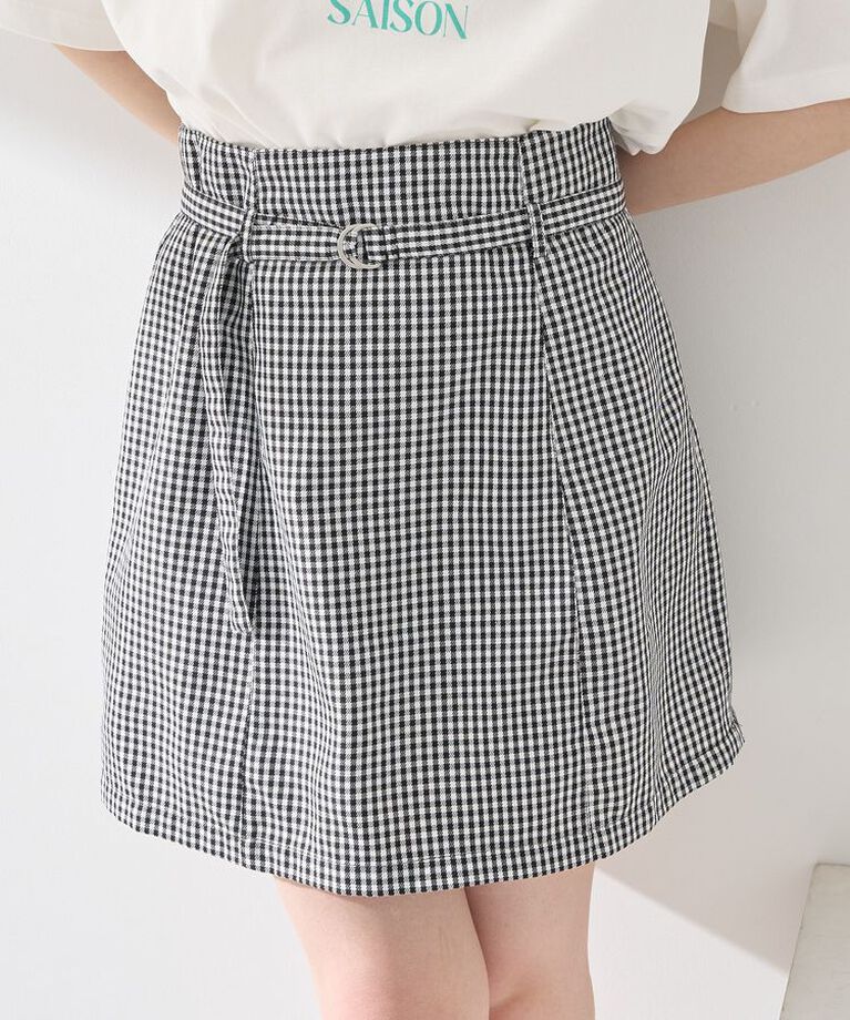 earth music&ecology「アソートベルト付きミニスカート」|スカート|Gingham Check